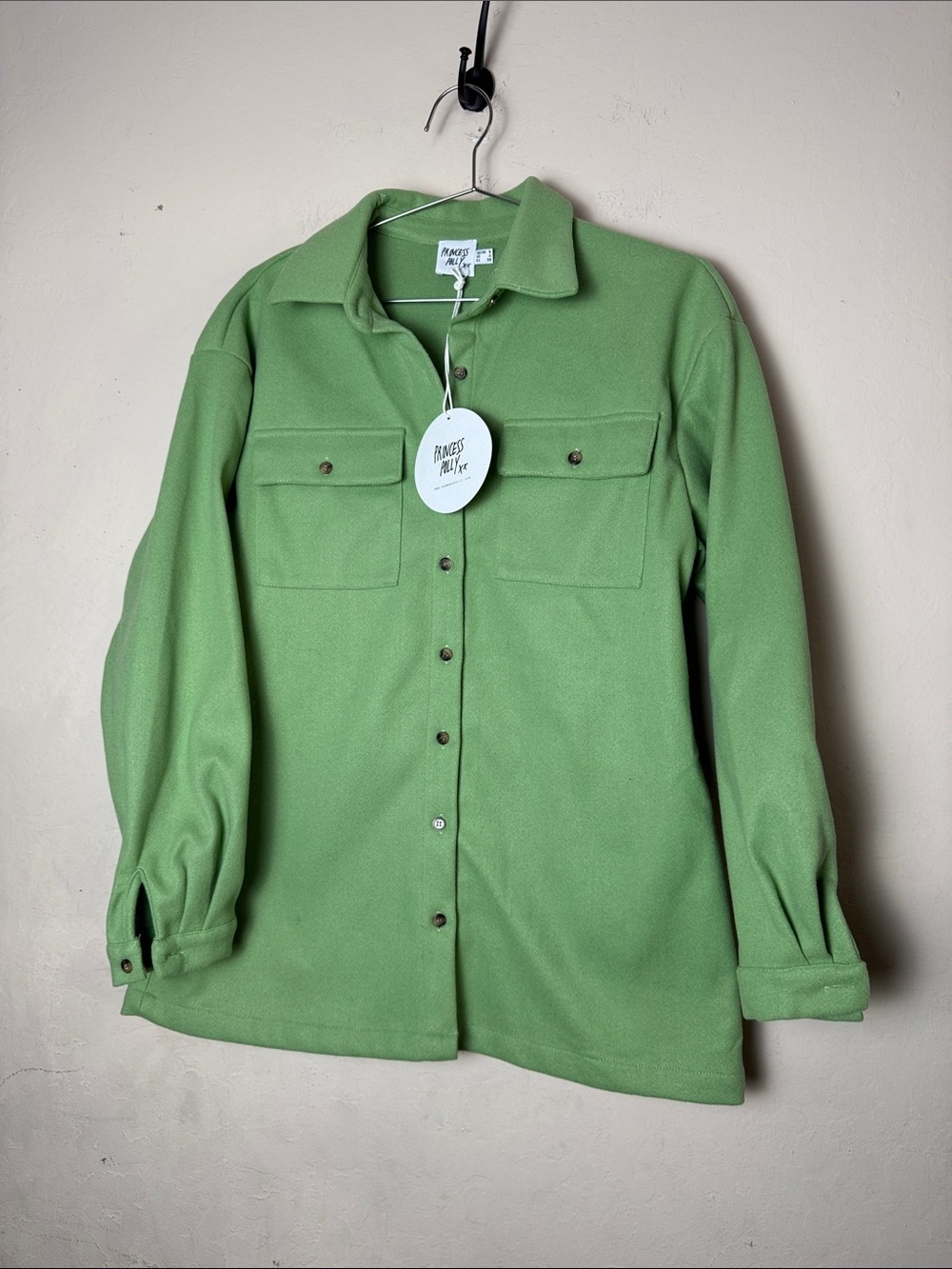 Princess Polly Mila Shirt Green button-down Jacket NWT Size 4
